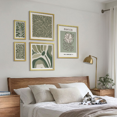 Set of 5 wall art pieces Abstract boho plant forms