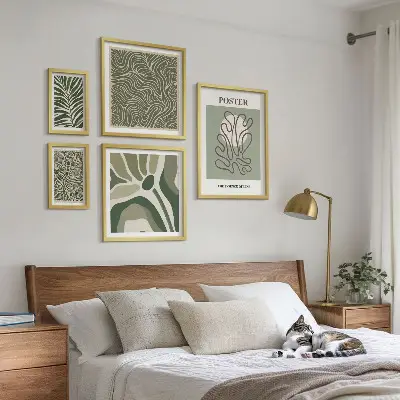 Abstract boho plant wall art set set of 5 pieces