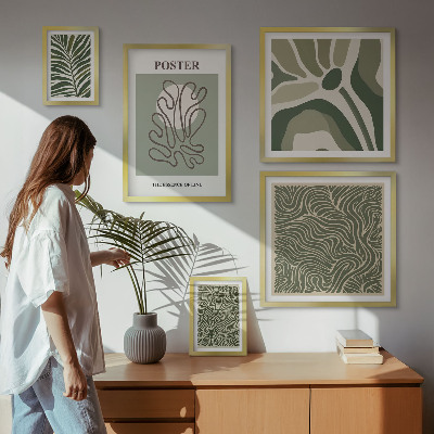 Set of 5 wall art pieces Abstract boho plant forms