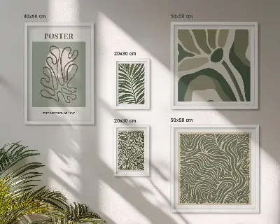 Abstract boho plant wall art set set of 5 pieces