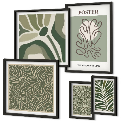 Set of 5 wall art pieces Abstract boho plant forms