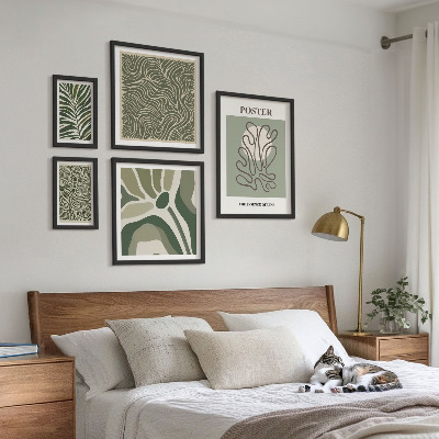 Set of 5 wall art pieces Abstract boho plant forms