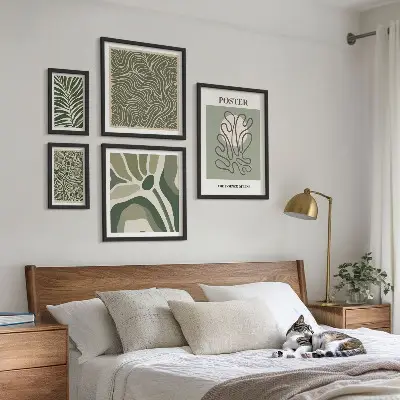 Abstract boho plant wall art set set of 5 pieces
