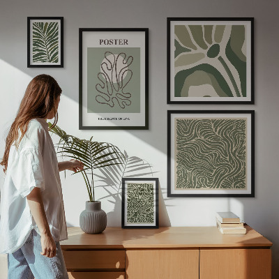 Set of 5 wall art pieces Abstract boho plant forms