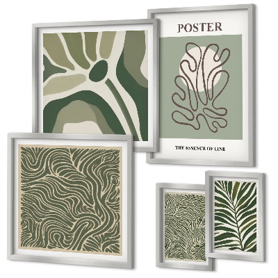 Set of 5 wall art pieces Abstract boho plant forms