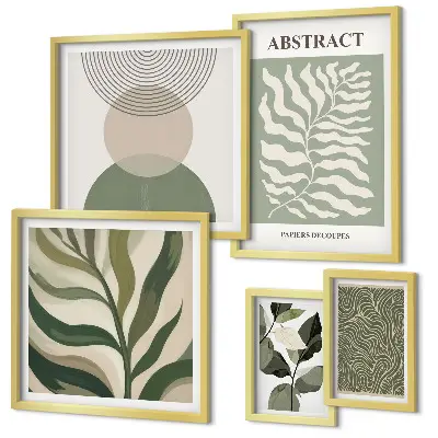 Gallery wall set with abstract plant patterns