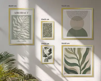 Gallery wall set with abstract plant patterns