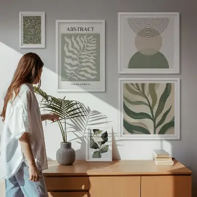 Gallery wall set with abstract plant patterns