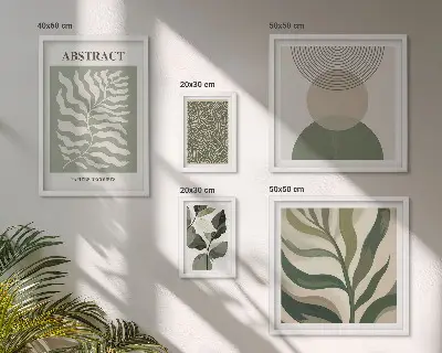 Gallery wall set with abstract plant patterns