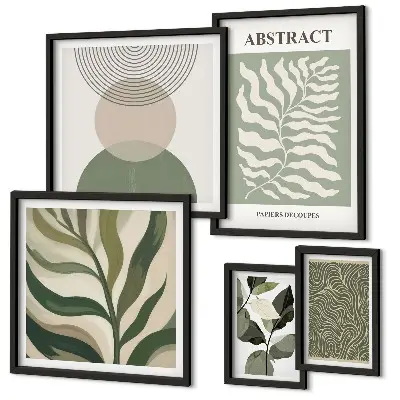 Gallery wall set with abstract plant patterns