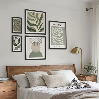 Gallery wall set with abstract plant patterns