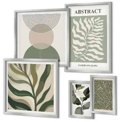 Gallery wall set with abstract plant patterns