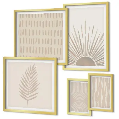 Framed photo set with stylish nature and geometric designs