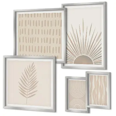 Framed photo set with stylish nature and geometric designs