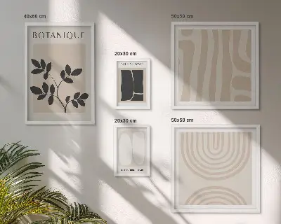 Set of 5 wall art pieces with stylish plant graphics