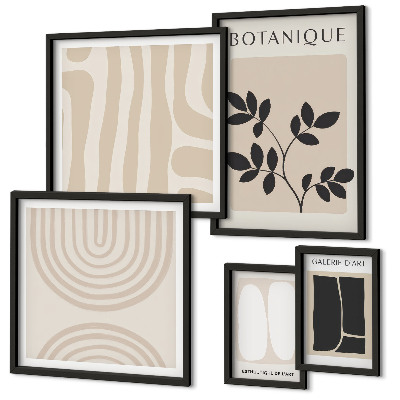 Set of 5 wall art pieces Stylish plant graphics