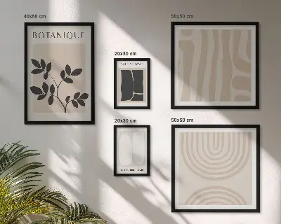 Set of 5 wall art pieces with stylish plant graphics