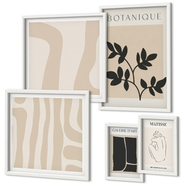Gallery wall Stylish abstract plant graphics
