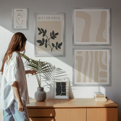 Gallery wall Stylish abstract plant graphics