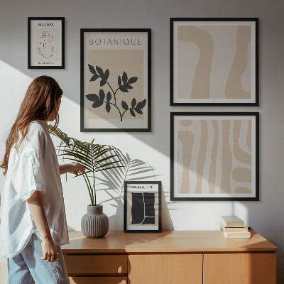 Gallery wall Stylish abstract plant graphics