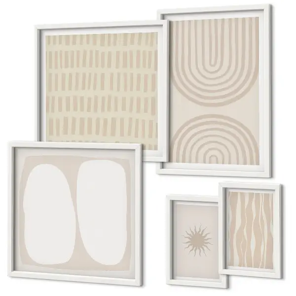 Framed abstract art set stylish forms