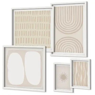Framed abstract art set stylish forms
