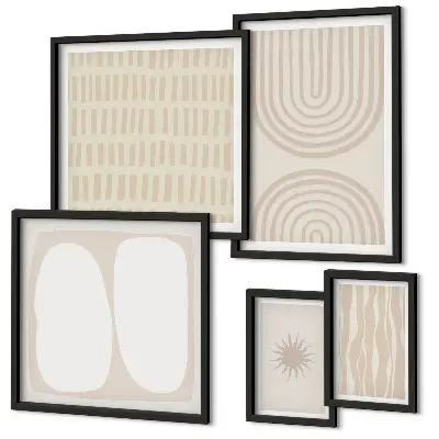 Framed abstract art set stylish forms