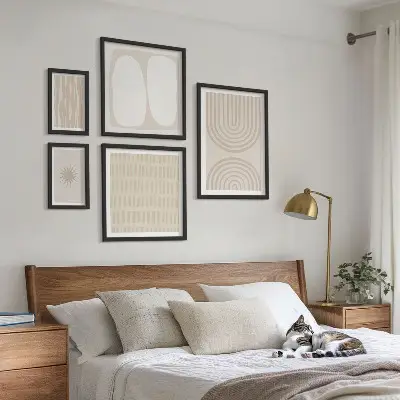 Framed abstract art set stylish forms