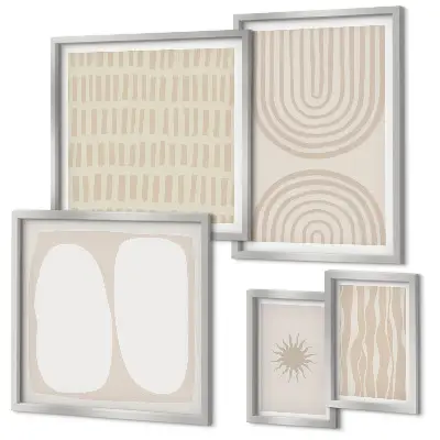 Framed abstract art set stylish forms