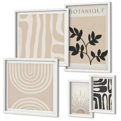 Set of 5 wall art pieces Stylish neutral plant motifs