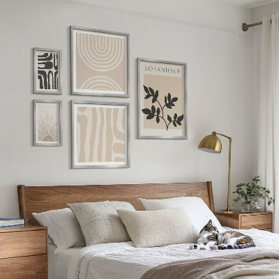 Set of 5 wall art pieces Stylish neutral plant motifs