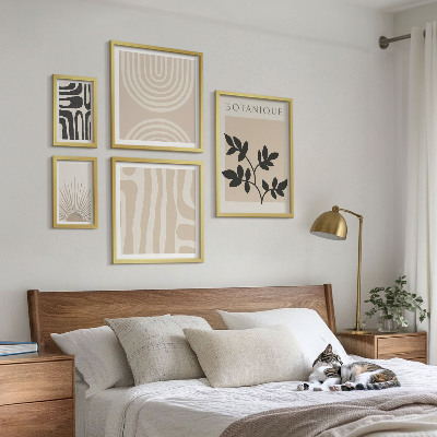 Set of 5 wall art pieces Stylish neutral plant motifs