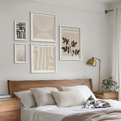 Set of 5 wall art pieces Stylish neutral plant motifs