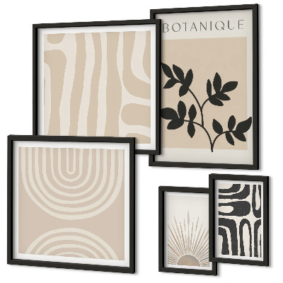 Set of 5 wall art pieces Stylish neutral plant motifs