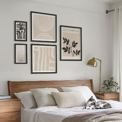 Set of 5 wall art pieces Stylish neutral plant motifs