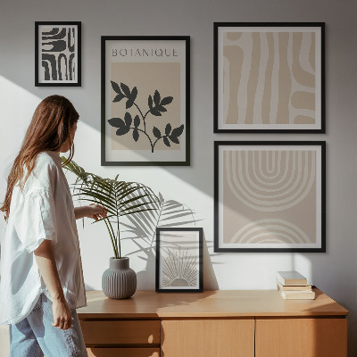 Set of 5 wall art pieces Stylish neutral plant motifs