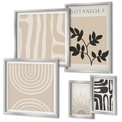 Set of 5 wall art pieces Stylish neutral plant motifs