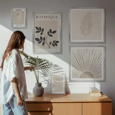 Gallery wall art set stylish floral and geometric decorations