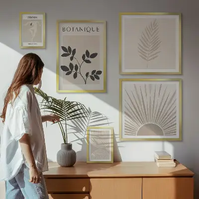 Gallery wall art set stylish floral and geometric decorations