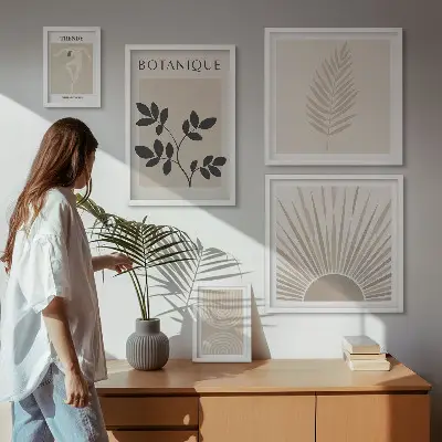 Gallery wall art set stylish floral and geometric decorations