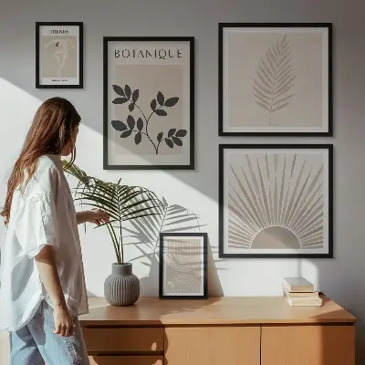 Gallery wall art set stylish floral and geometric decorations