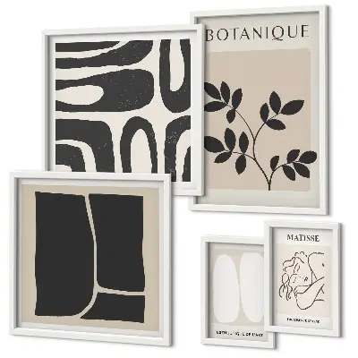 Framed abstract plant art set stylish botanical graphics