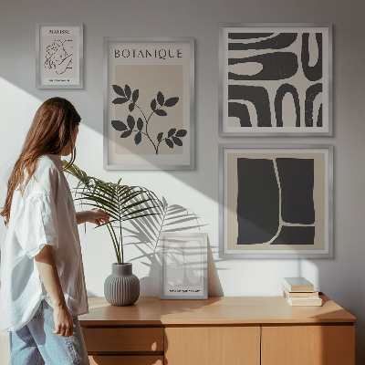 Framed photo set Stylish abstract plant graphics