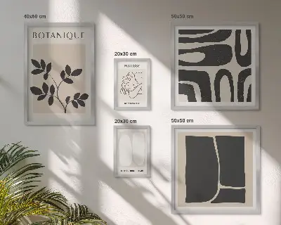 Framed abstract plant art set stylish botanical graphics