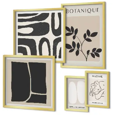 Framed abstract plant art set stylish botanical graphics