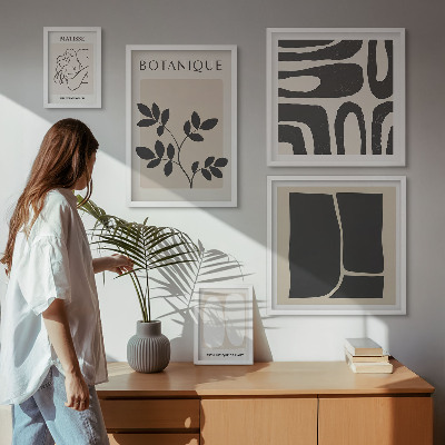 Framed photo set Stylish abstract plant graphics