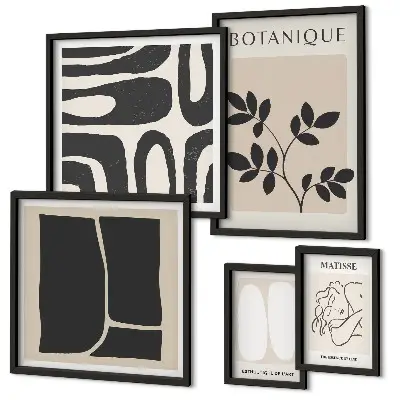 Framed abstract plant art set stylish botanical graphics