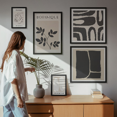 Framed photo set Stylish abstract plant graphics
