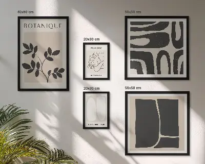 Framed abstract plant art set stylish botanical graphics