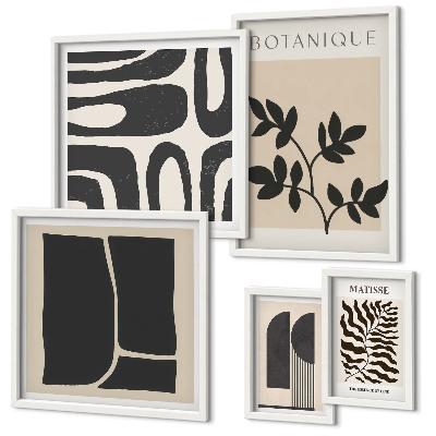Set of 5 wall art pieces Stylish nature abstract graphics